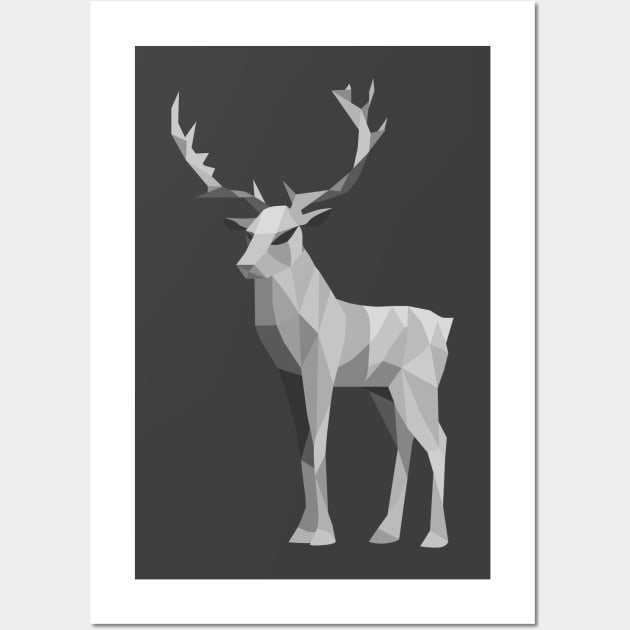 Grey Geometric Deer Wall Art by shaldesign